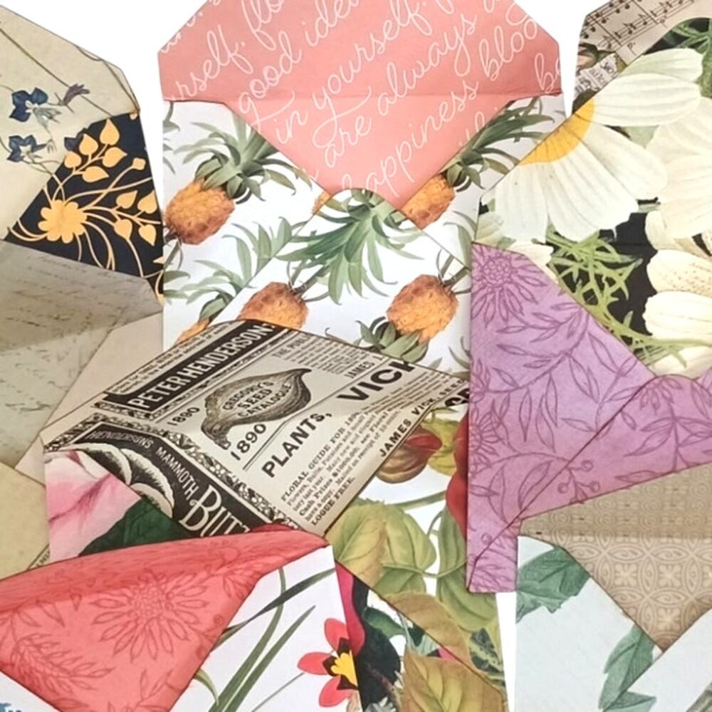 Junk Journal Craft Envelopes – Vintage Paper Pad Prints (Set of 10)